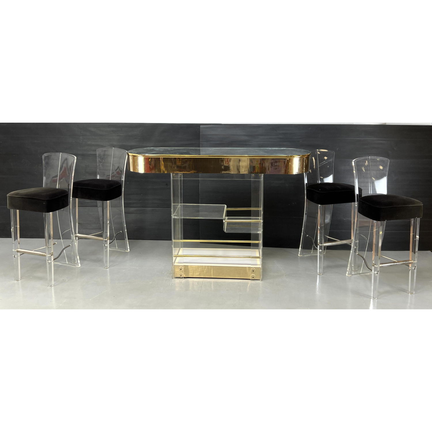 Appraisal: pc HILL Lucite Modern Bar and Stools Oval Bar and