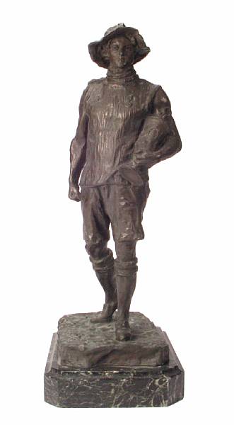 Appraisal: A patinated bronze figure of an athlete cast after a