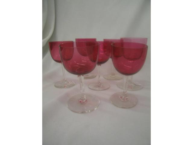 Appraisal: Cranberry Art Glass Wines clear bases