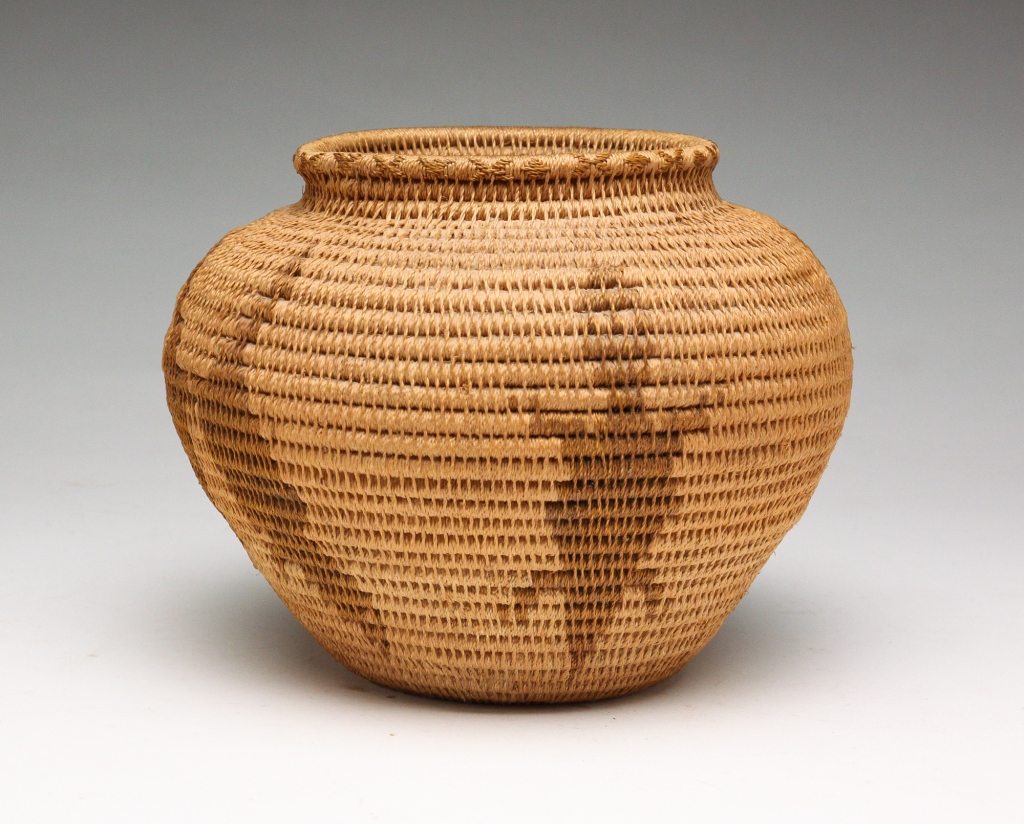 Appraisal: First half th century Finely woven grass with lizards and