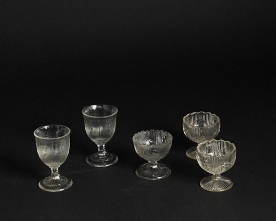 Appraisal: Five Pieces of Bellflower Pressed Sandwich Glass to include two