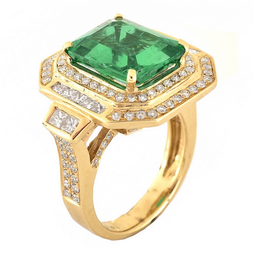 Appraisal: AIGL ct Emerald Diamond and K Gold Ring AIGL Certified