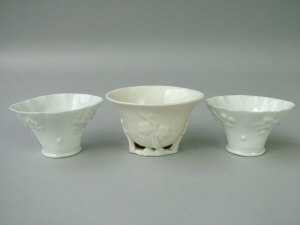 Appraisal: A pair of Chinese blanc de chine libation cups th