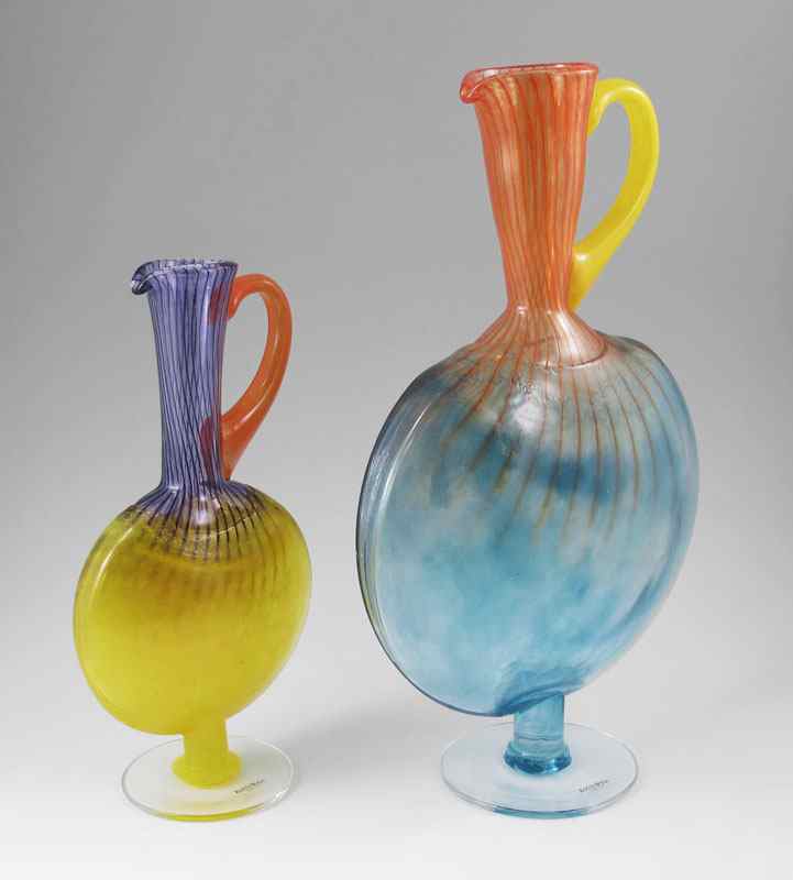 Appraisal: SIGNED AND 'D KOSTA BODA EWERS ''h Aqua orange and