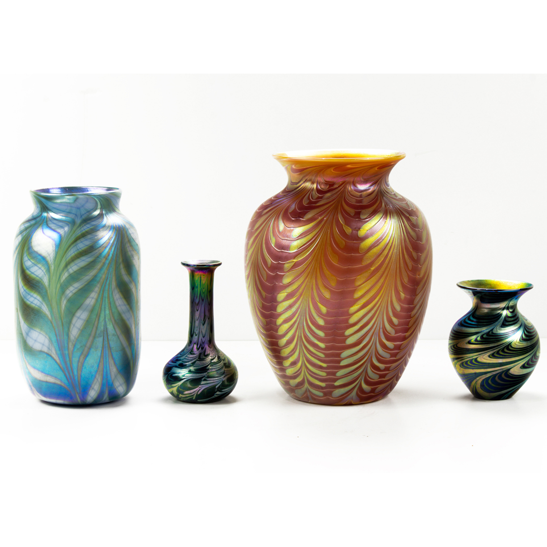 Appraisal: Lundberg Studios Vases USA iridescent glass dated and each with