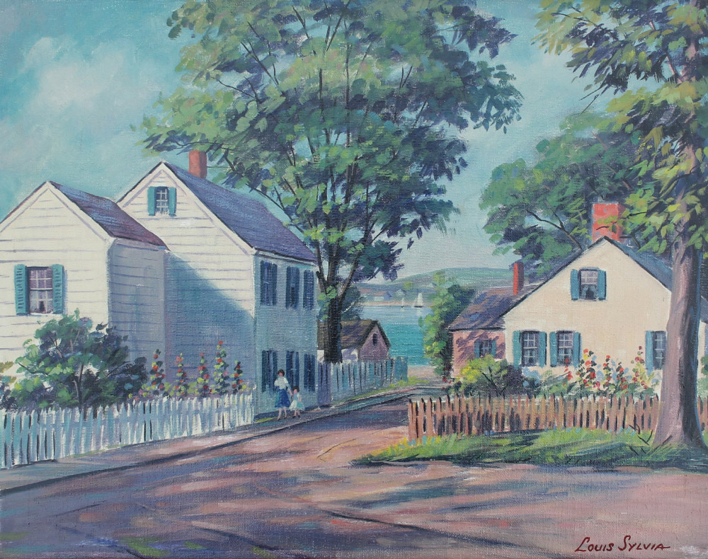 Appraisal: SYLVIA Luis American - Rockport Street Scene Oil Board ''