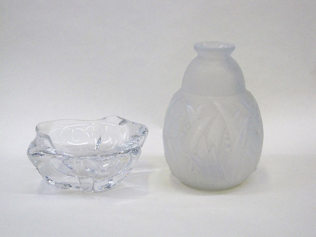 Appraisal: Daum glass ashtray signed and an opalescent glass vase