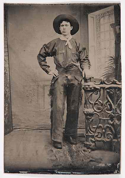 Appraisal: Western Photography - Cowboys Tintype of a Cowboy with a