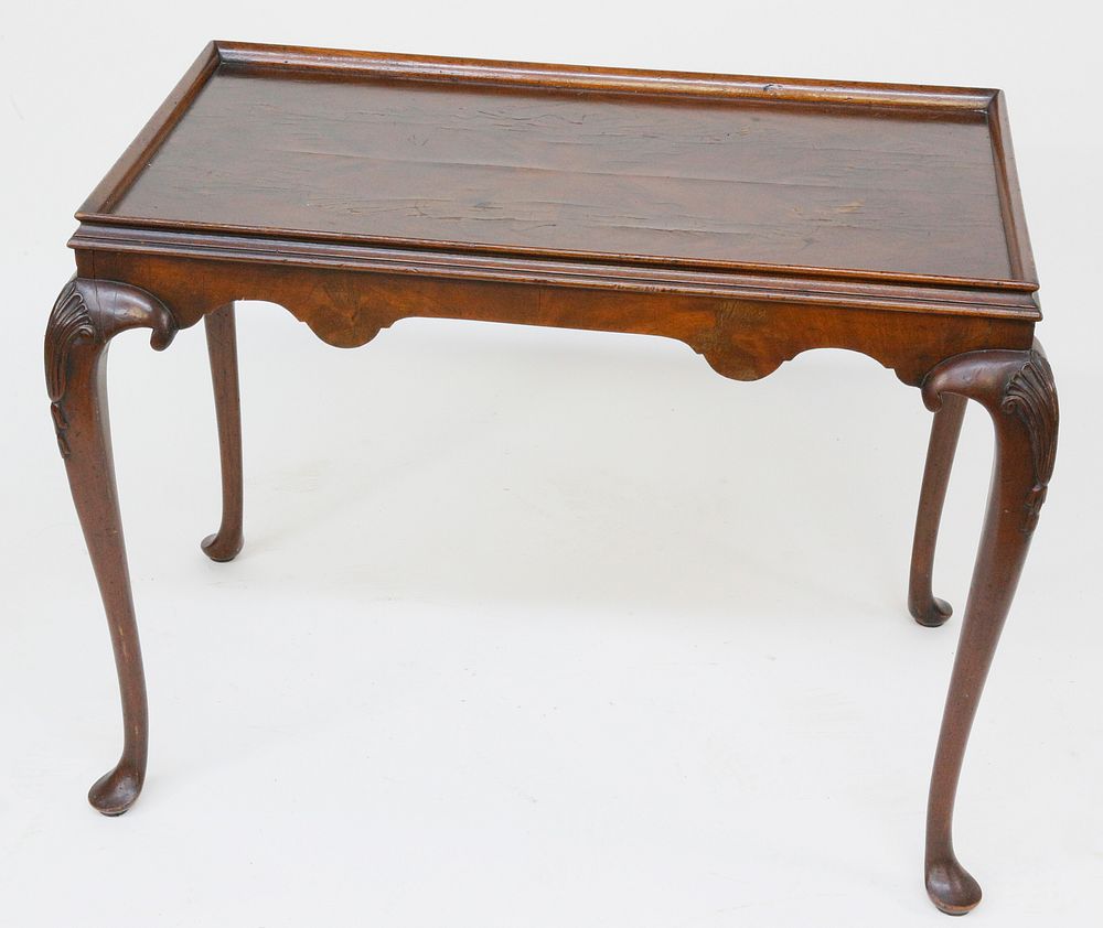 Appraisal: Queen Anne Mahogany Tray Top Tea Table th Century Queen