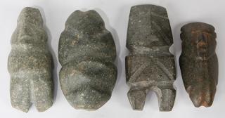 Appraisal: lot of Pre-Columbian carved stone anthropomorphic figures Mezcala-Guerrero Mexico BC-