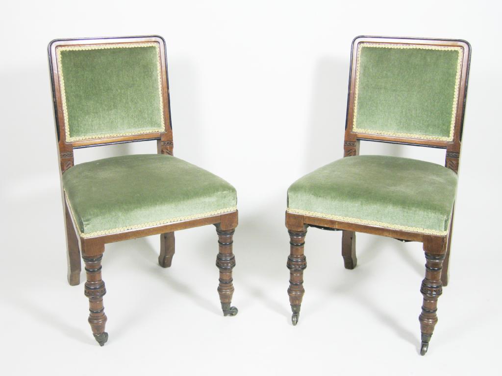 Appraisal: A set of four Victorian mahogany Dining Chairs with green