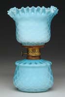 Appraisal: VERY RARE BLUE SATIN GLASS DQMOP MINI LAMP S -fig