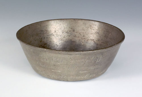 Appraisal: Rare Chester County Pennsylvania pewter bowl early th c possibly