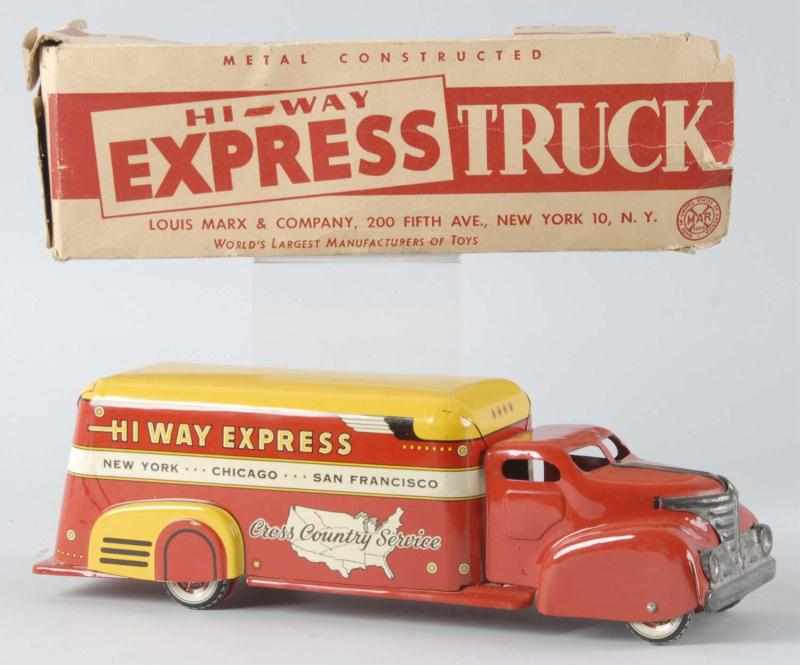 Appraisal: Pressed Steel Marx Hi-Way Express Truck Toy Description American Lithography