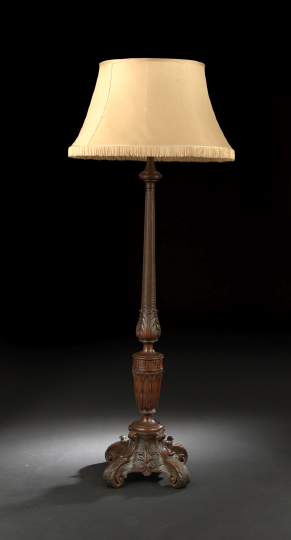 Appraisal: Edwardian Mahogany Floor Lamp ca the fluted graduated standard with