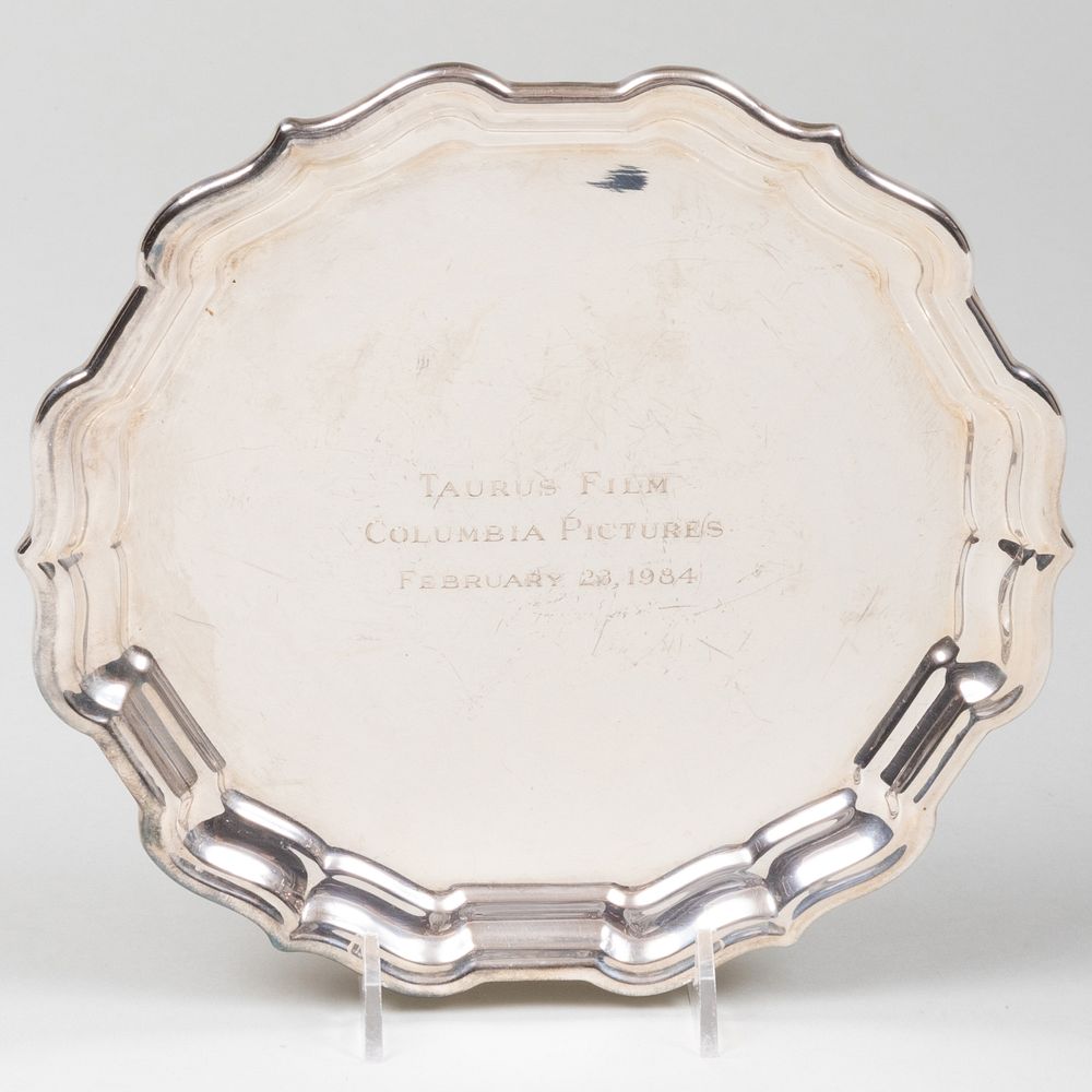 Appraisal: Reed Barton Silver Waiter Inscribed from Columbia Pictures Marked 'Sterling'