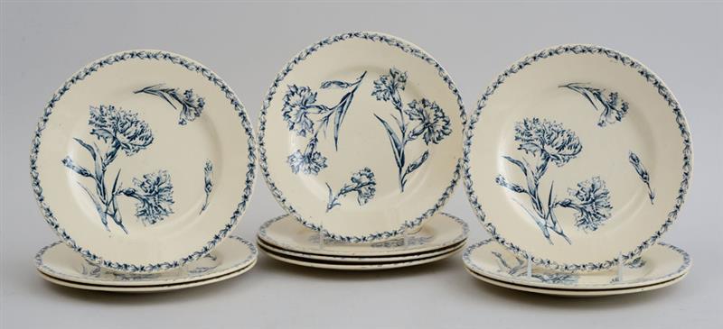 Appraisal: SET OF TEN OEILLET LUNEVILLE BLUE TRANSFER-PRINTED FAIENCE PLATES With