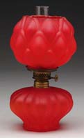 Appraisal: SCARCE ARTICHOKE MINI LAMP S -fig III Red satin glass