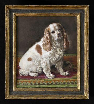 Appraisal: PORTRAIT OF A COCKER SPANIEL Oil on canvas x in