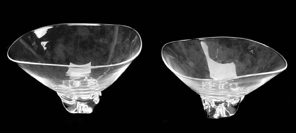 Appraisal: Two Steuben clear glass Trillium bowls designed by Donald Pollard