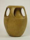 Appraisal: VASE - Large four handle yellow glazed art pottery vase