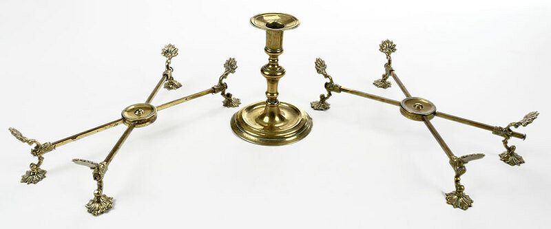 Appraisal: Georgian Brass Candlestick and Two Dish Crosses British probably th