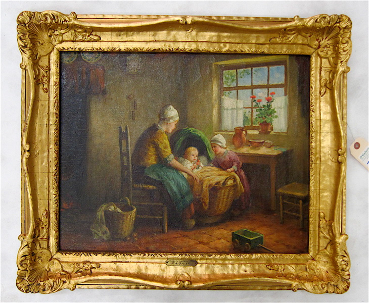 Appraisal: F G GRUST OIL ON CANVAS Netherlands born Mother and