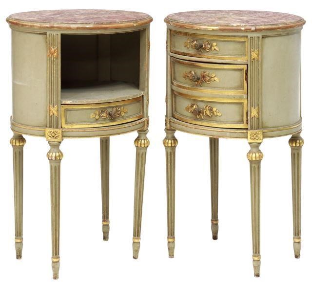 Appraisal: lot of French Louis XVI style bedside cabinets Meubles Hugnet