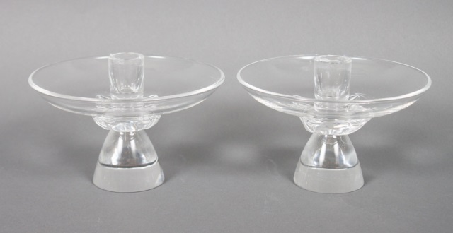 Appraisal: Pair of Steuben crystal Star candleholders SP designed by Lloyd