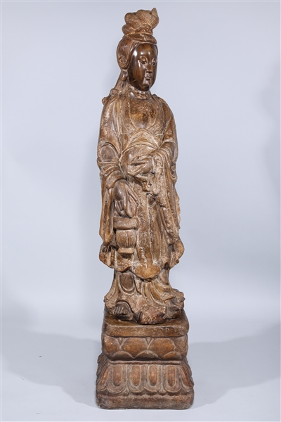 Appraisal: Large Chinese decorative female metal statue with large separate base