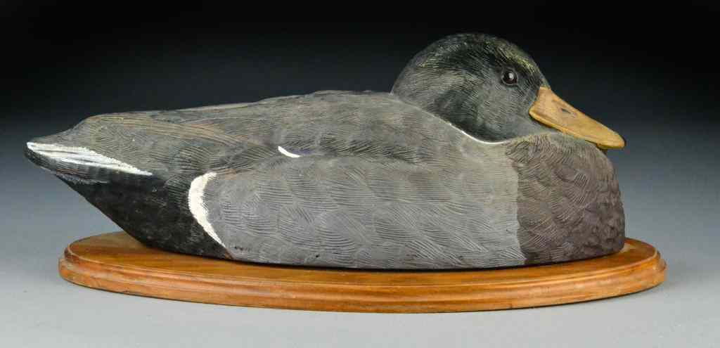 Appraisal: Mallard - Composition Display DrakePolychrome painted composition duck with glass