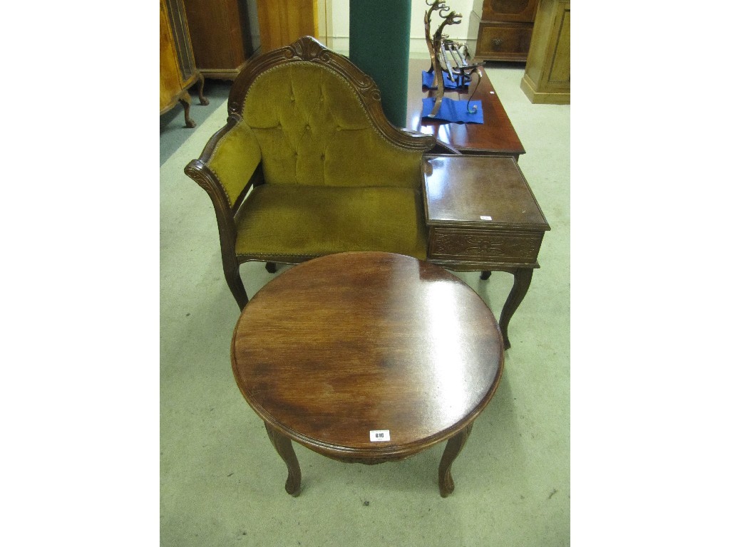 Appraisal: Three coffee tables occasional table telephone table and wall mirror