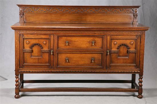 Appraisal: SIDEBOARD Oak on a stretcher base with two drawers in