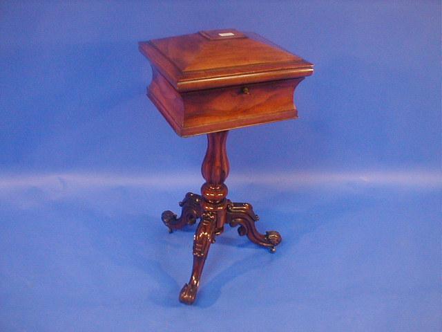 Appraisal: A William IV rosewood teapoy of sarcophagus form having two