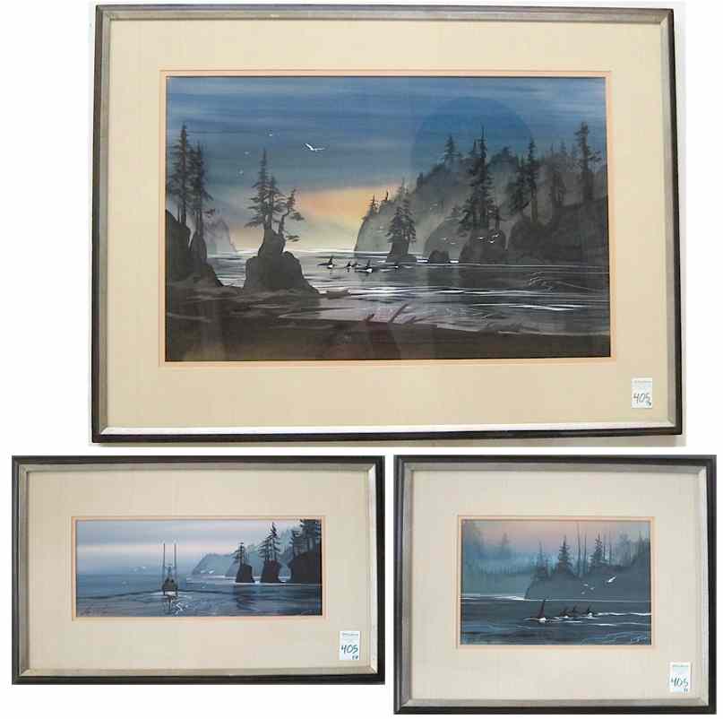 Appraisal: DAN A DEEGAN THREE WATERCOLORS ON PAPER Seattle Washington th