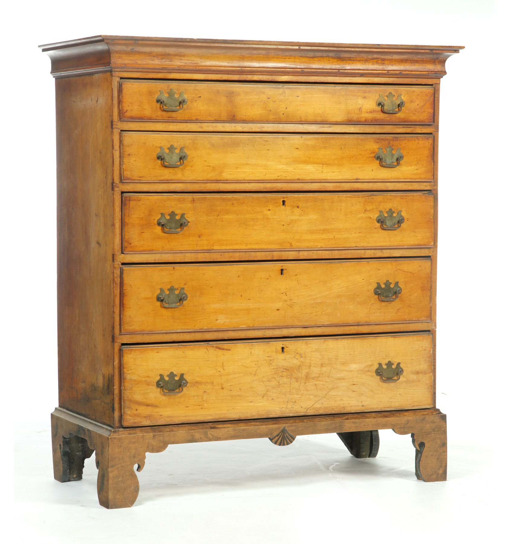 Appraisal: CHIPPENDALE FIVE-DRAWER CHEST American th quarter- th century maple with