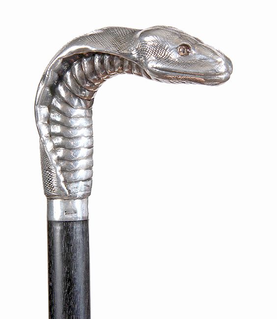 Appraisal: Silver Cobra Dress Cane Late th Century- A silver snake