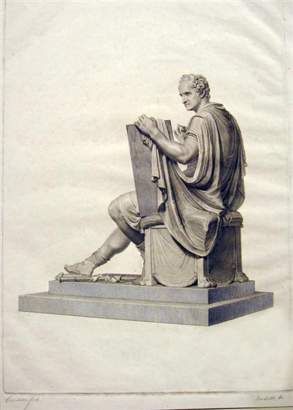 Appraisal: piece Engraving Canova Antonio Seated statue of George Washington as