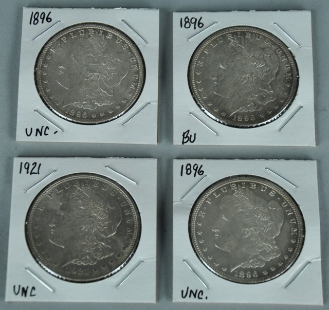 Appraisal: Four Nice Uncirculated Morgan DollarsDates include coins and Grades range