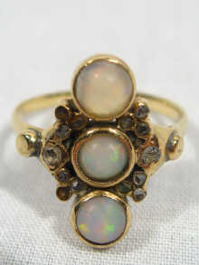 Appraisal: A th century opal and rose cut diamond ring