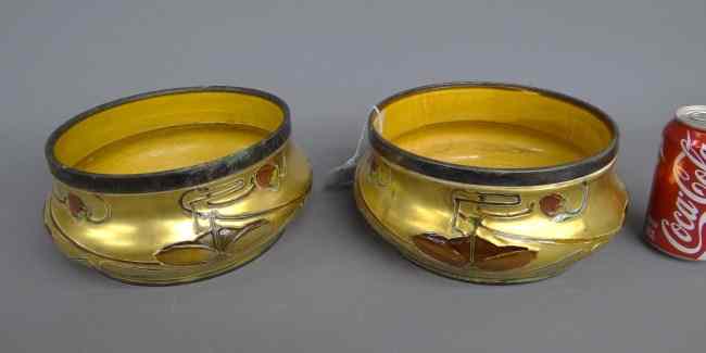 Appraisal: Pair Art Nouveau pottery planters Marked ''England'' on base with