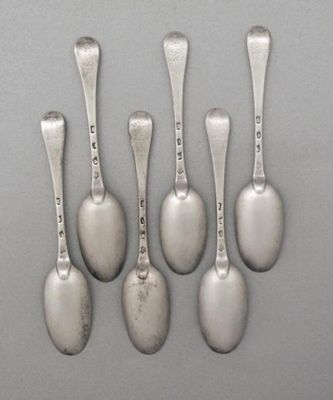 Appraisal: A set of six George I tablespoons crested maker Charles