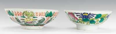 Appraisal: Two Chinese Footed Bowls with Wucai Enamel Footed bowl with