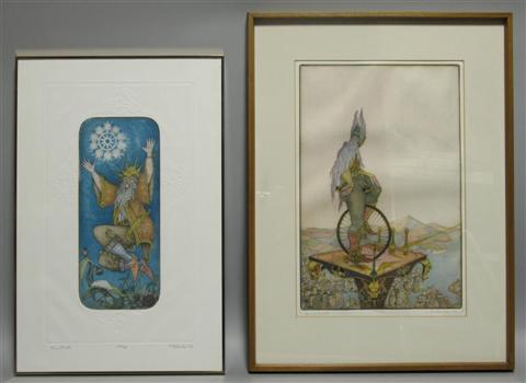 Appraisal: CHARLES KLABUNDE THREE ETCHINGS Framed 'Aberration of St Paul' x