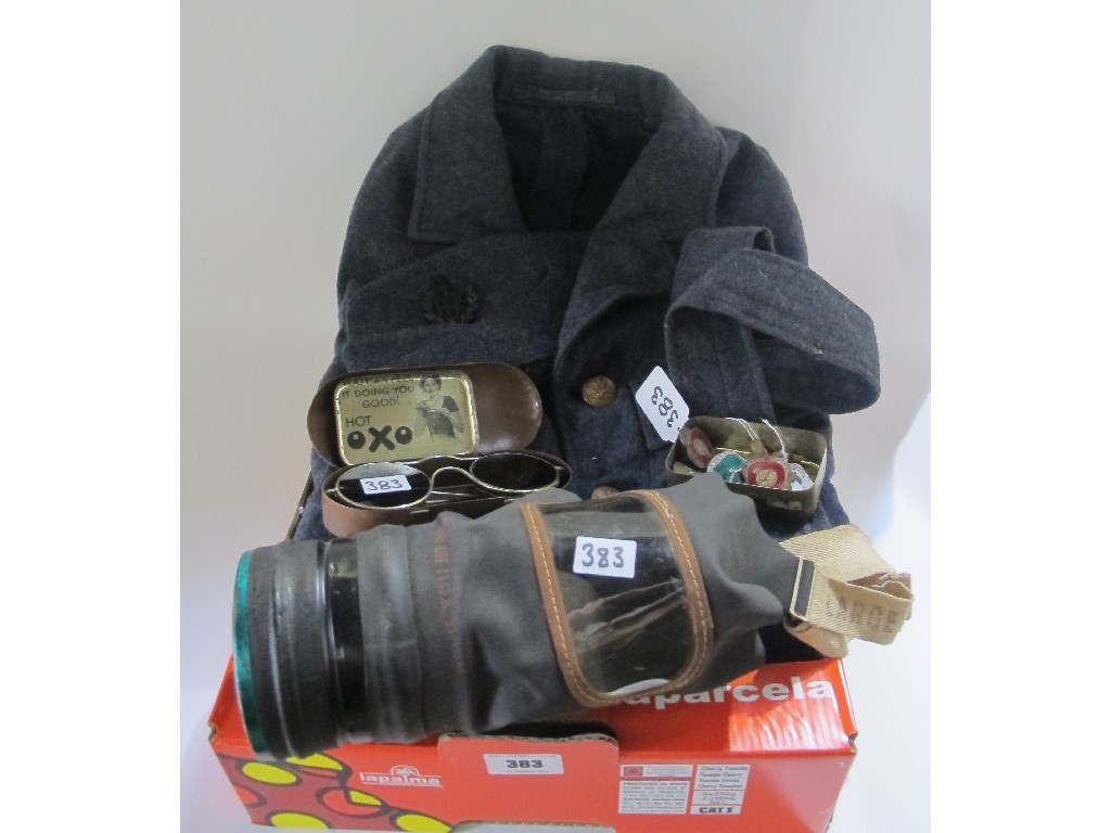 Appraisal: Lot comprising RAF tunic gas mask sunglasses and some badges