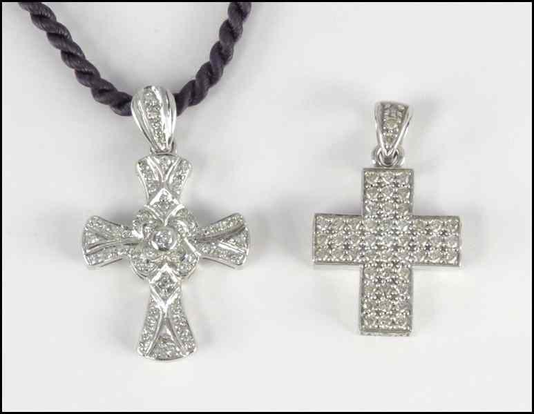 Appraisal: TWO KARAT WHITE GOLD AND DIAMOND CROSSES grams Condition No