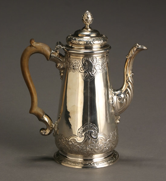 Appraisal: George II Silver Teapot Maker's Marks Obscured Possibly T W