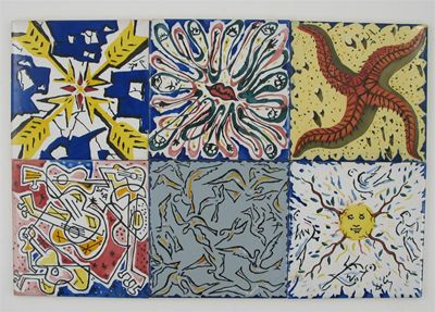 Appraisal: A set of six tiles designed by Salvador Dali printed