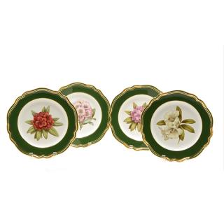 Appraisal: Ten Spode Copeland Service Plates with Handpainted Rhododendron Specimen Ten