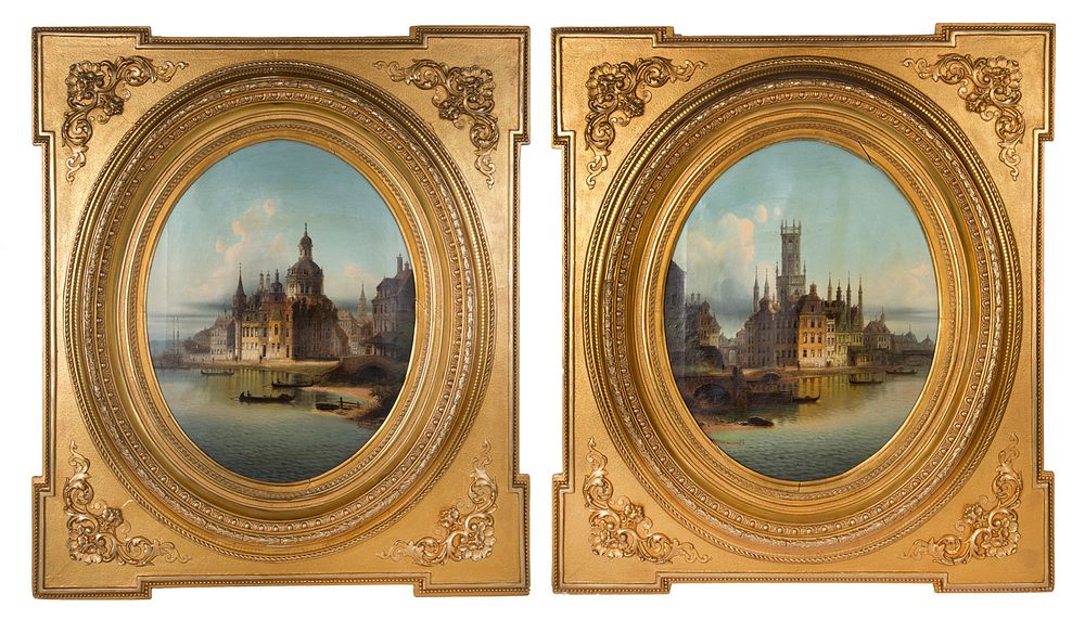 Appraisal: A PAIR OF CITY VIEWS BY JOHANN WILHELM JANKOWSKI CZECH